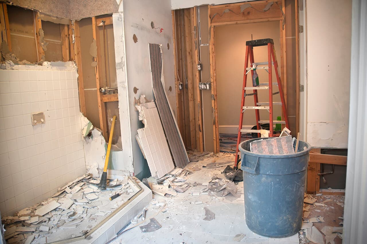 Interior home renovation demolition