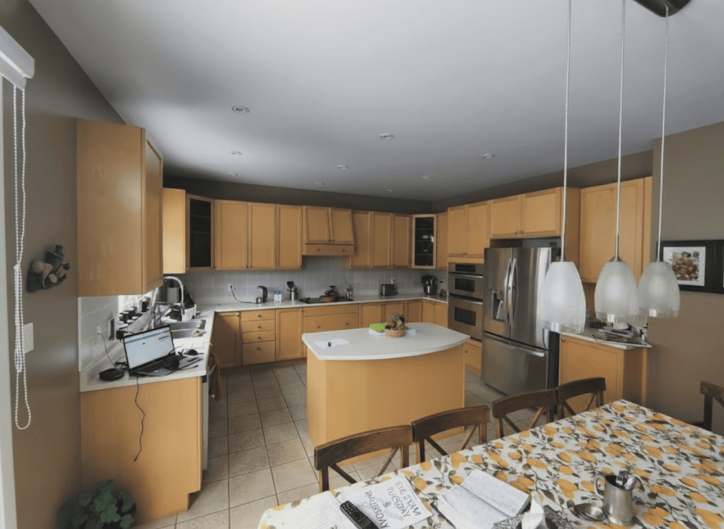 Traditional wood grain kitchen before renovation